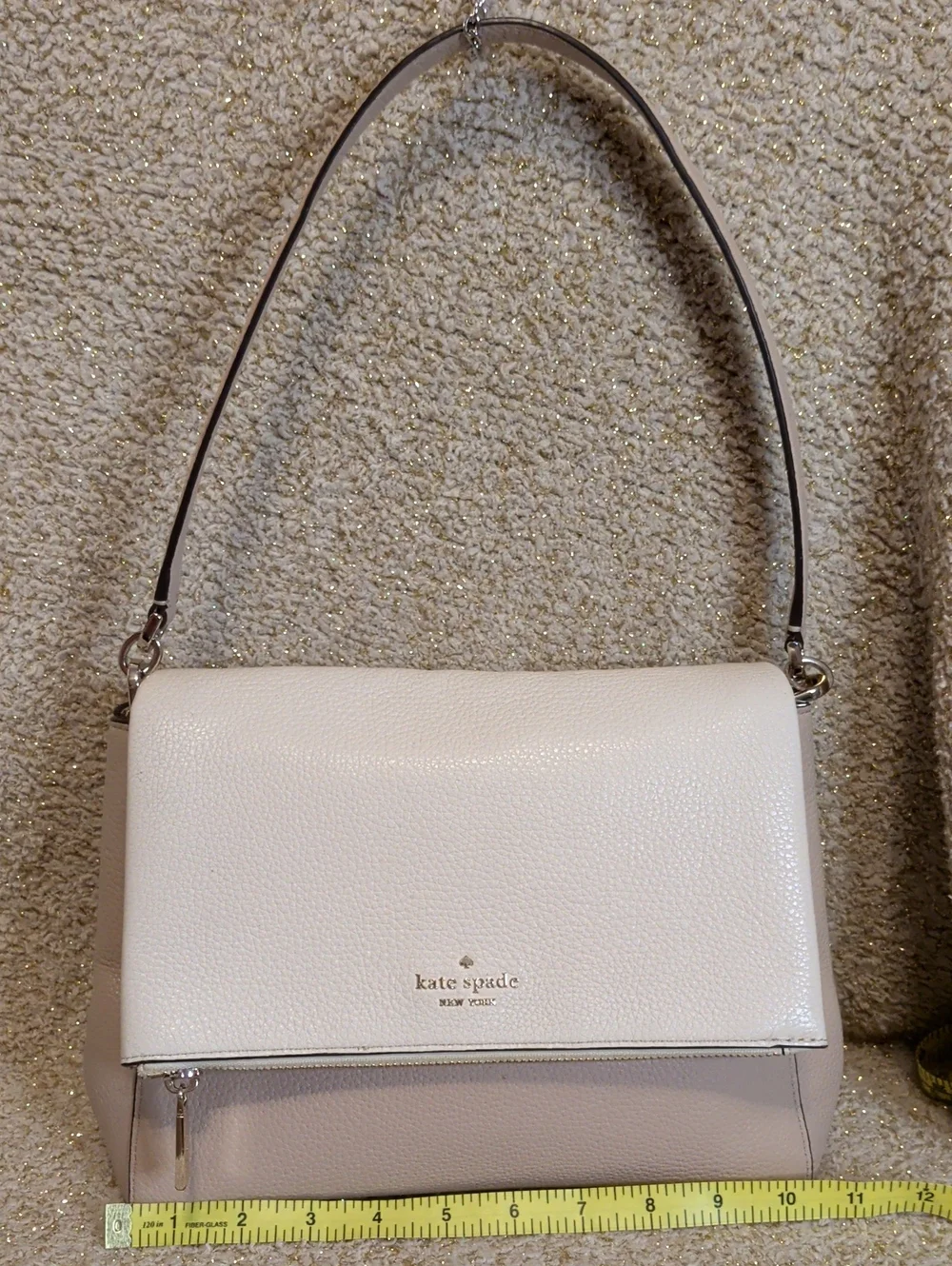Kate Spade Leila Colorblock Pebbled Leather Flap Shoulder Bag - Light Sand